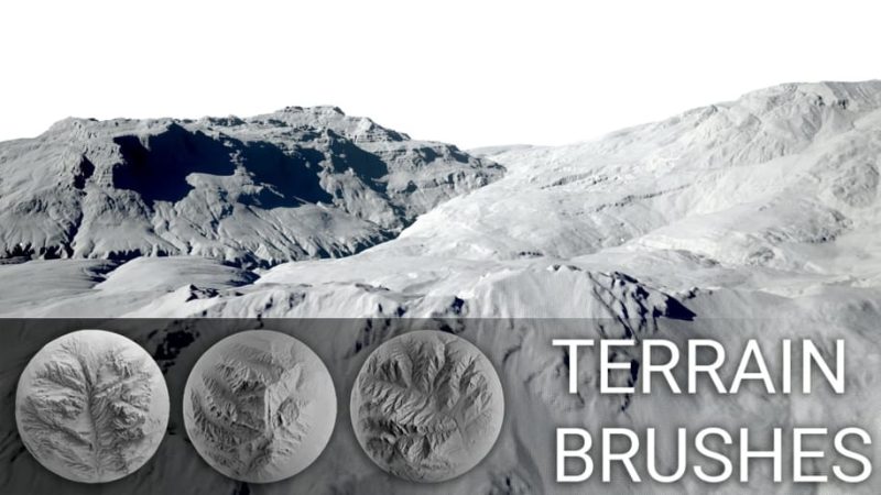 【UE资源】100+地形笔刷-Landscape Stamping Tool-100+ Custom Terrain Brushes1Li-Digital Art Education1Li