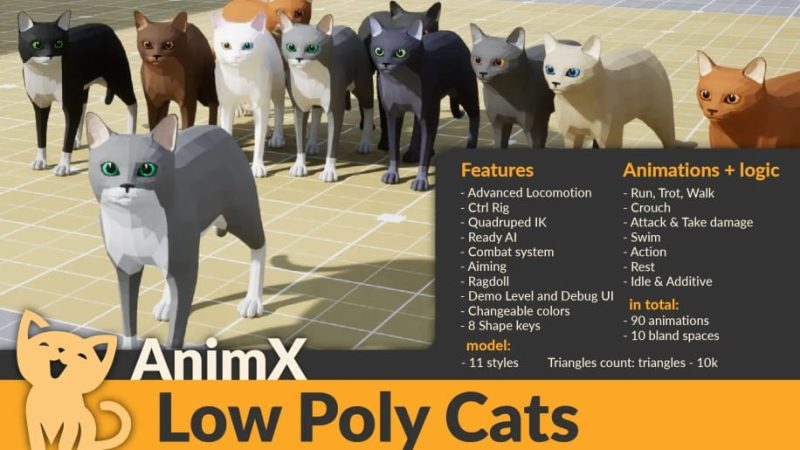 【UE资源】风格化猫-AnimX: Low Poly Cats1Li-Digital Art Education1Li