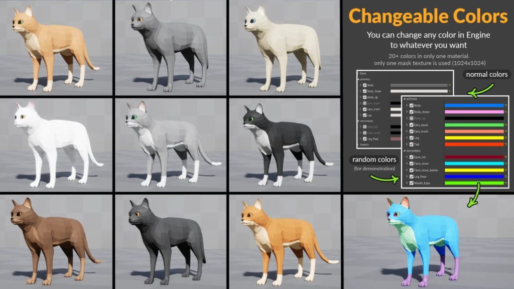 图片[4]1Li-Digital Art Education【UE资源】风格化猫-AnimX: Low Poly Cats1Li-Digital Art Education1Li