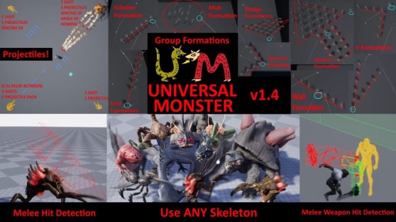 【UE资源】NPC AI战斗系统-Combat System AI Framework NPC Behaviors Enemy Animations Universal Monster UM1Li-Digital Art Education1Li