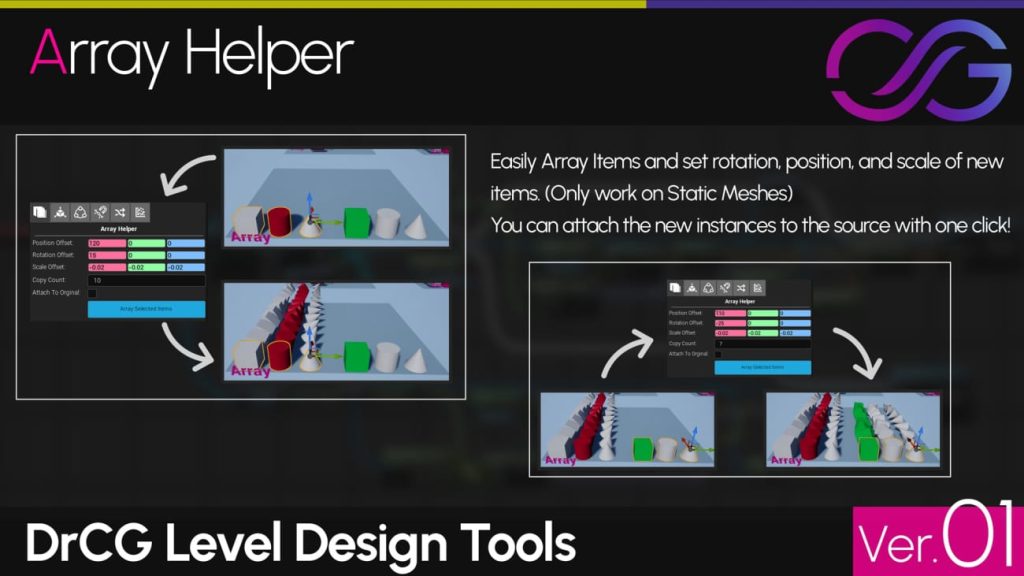 图片[3]1Li-Digital Art Education【UE资源】关卡设计工具包-Level Design Tools - DrCG Assistant Helper Toolkit (Distribute, Align, Array)1Li-Digital Art Education1Li
