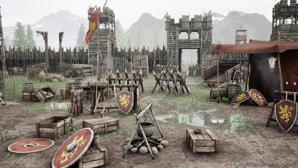 图片[1]1Li-Digital Art Education【UE资源】中世纪木制堡垒场景-Medieval Wooden Fort - Military War Camp - Palisade Wall Fence - Bandit camp1Li-Digital Art Education1Li