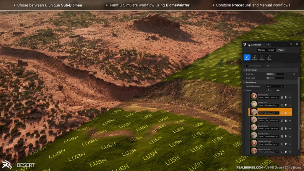 图片[2]1Li-Digital Art Education【UE资源】超写实的沙漠环境包-RealBiomes Desert Cliffs Biome - Monument Valley (Trees, Grass, Forest)1Li-Digital Art Education1Li