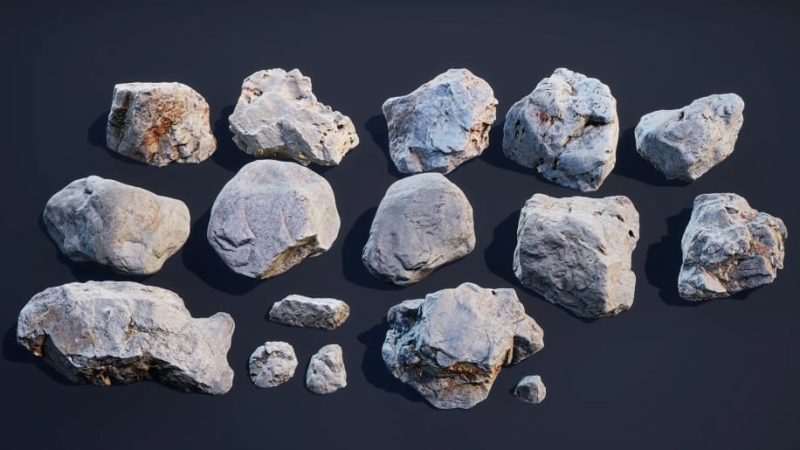 【UE资源】石头和岩石合集包-Stones and Rocks pack1Li-Digital Art Education1Li