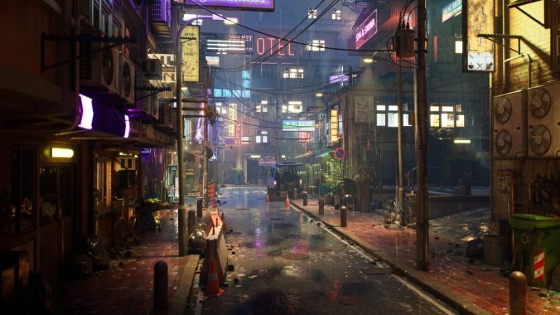 【UE资源】雨中霓虹街道-Rainy Neon Streets1Li-Digital Art Education1Li