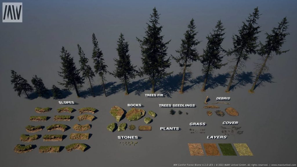 图片[3]1Li-Digital Art Education【UE资源】针叶树森林资源包-MW Conifer Trees Forest Biome1Li-Digital Art Education1Li