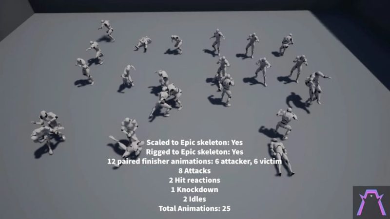 【UE资源】攻击防御动画合集包-Hand to hand finishers Volume 11Li-Digital Art Education1Li