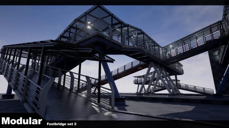 【UE资源】模块化人行天桥套装-Modular Footbridge Set 21Li-Digital Art Education1Li