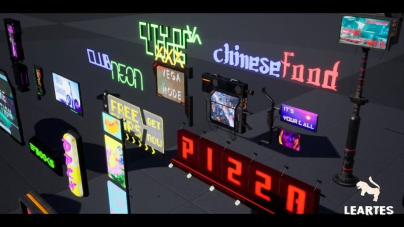 【UE资源】赛博朋克广告牌-Cyberpunk Billboards / Signs Set ( 35 Unique Pieces )1Li-Digital Art Education1Li