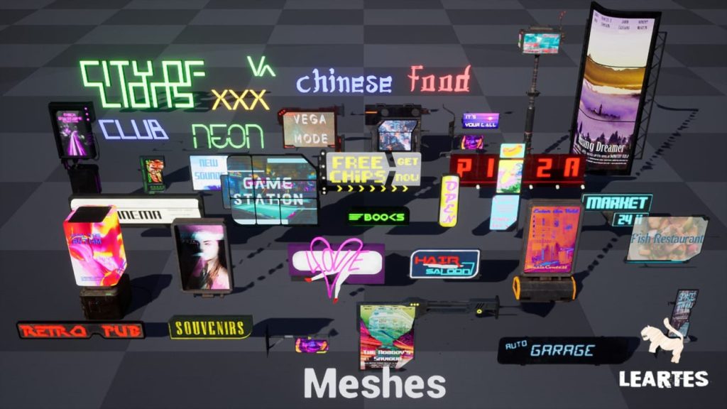 图片[1]1Li-Digital Art Education【UE资源】赛博朋克广告牌-Cyberpunk Billboards / Signs Set ( 35 Unique Pieces )1Li-Digital Art Education1Li