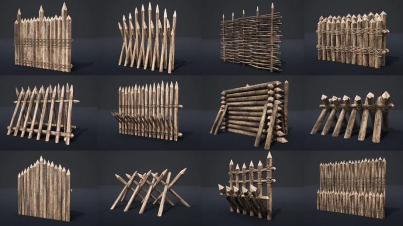 【UE资源】栅栏障碍道具包-Palisade Walls and Barriers - v11Li-Digital Art Education1Li