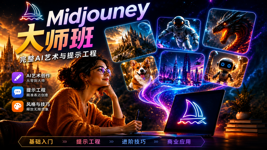Midjourney大师班：完整AI艺术与提示工程1Li-Digital Art Education1Li